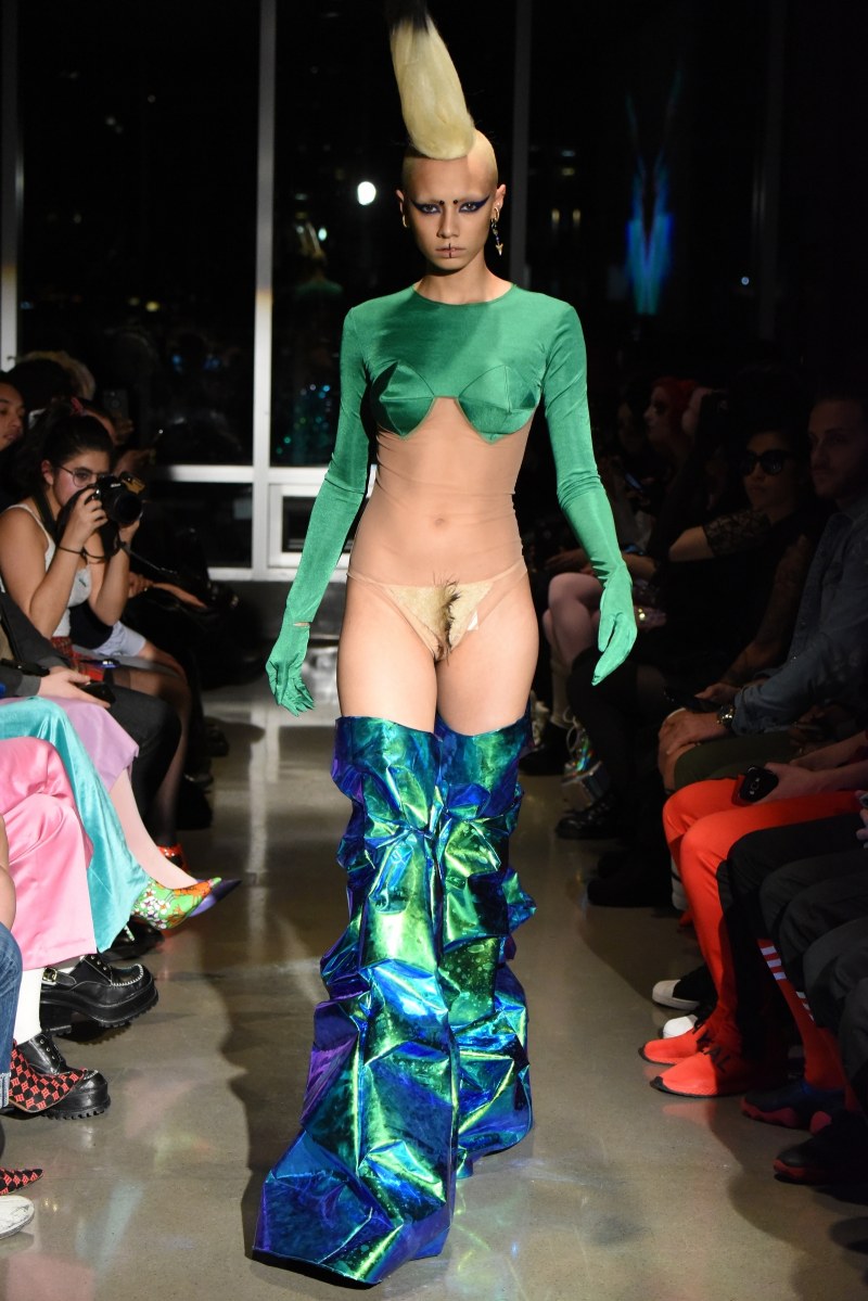 Naked fashion models on the catwalk