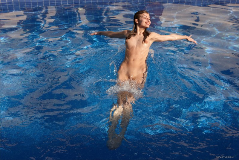 Swimming naked in the pool