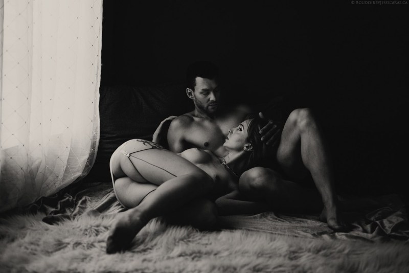 Erotic photo shoot of an adult couple