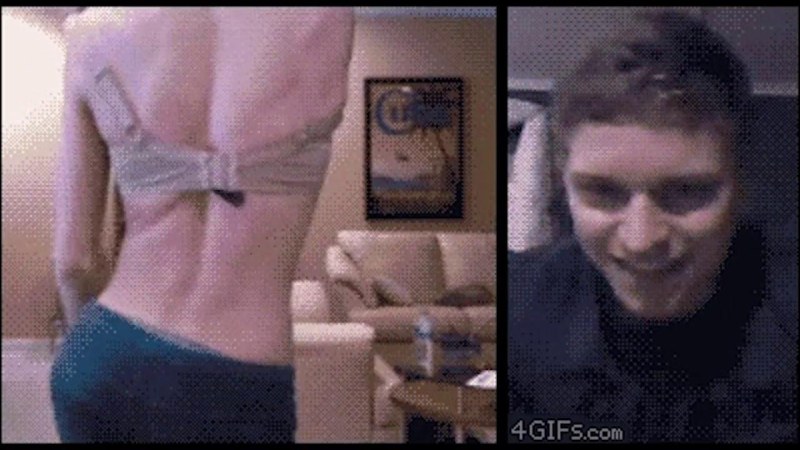 The gif's bra is unfastened