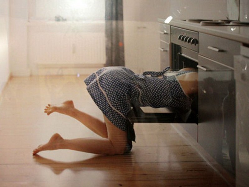 Women in shorts in the kitchen