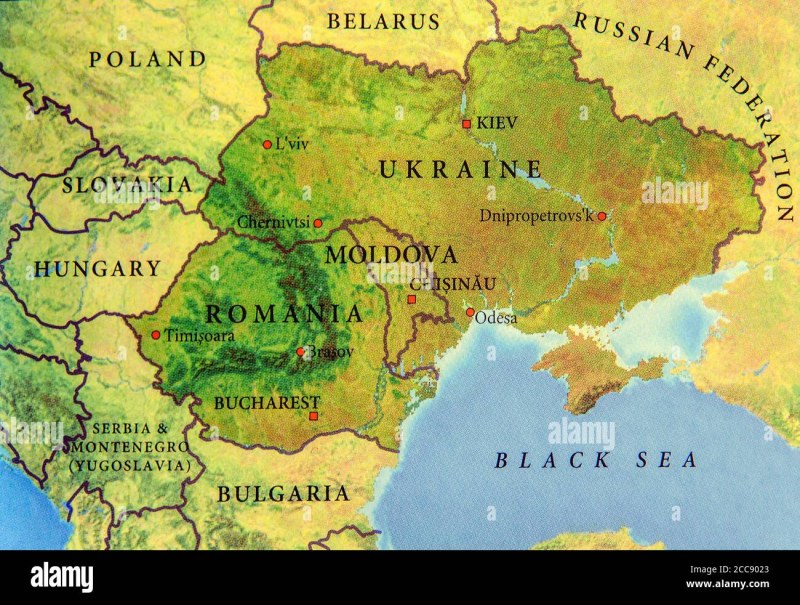 Map of Romania Moldova and Ukraine
