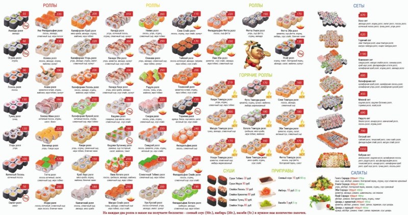 Rolla sushi menu