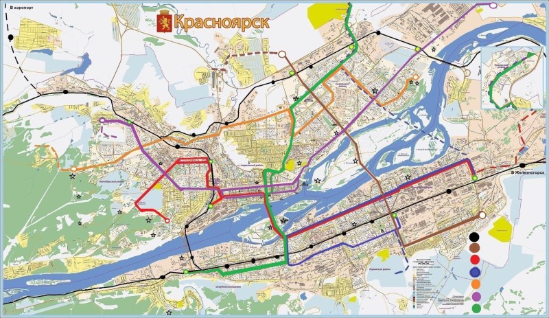 Map of the city of Zheleznogorsk Krasnoyarsk Territory