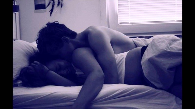 Girl in pink underwear in bed