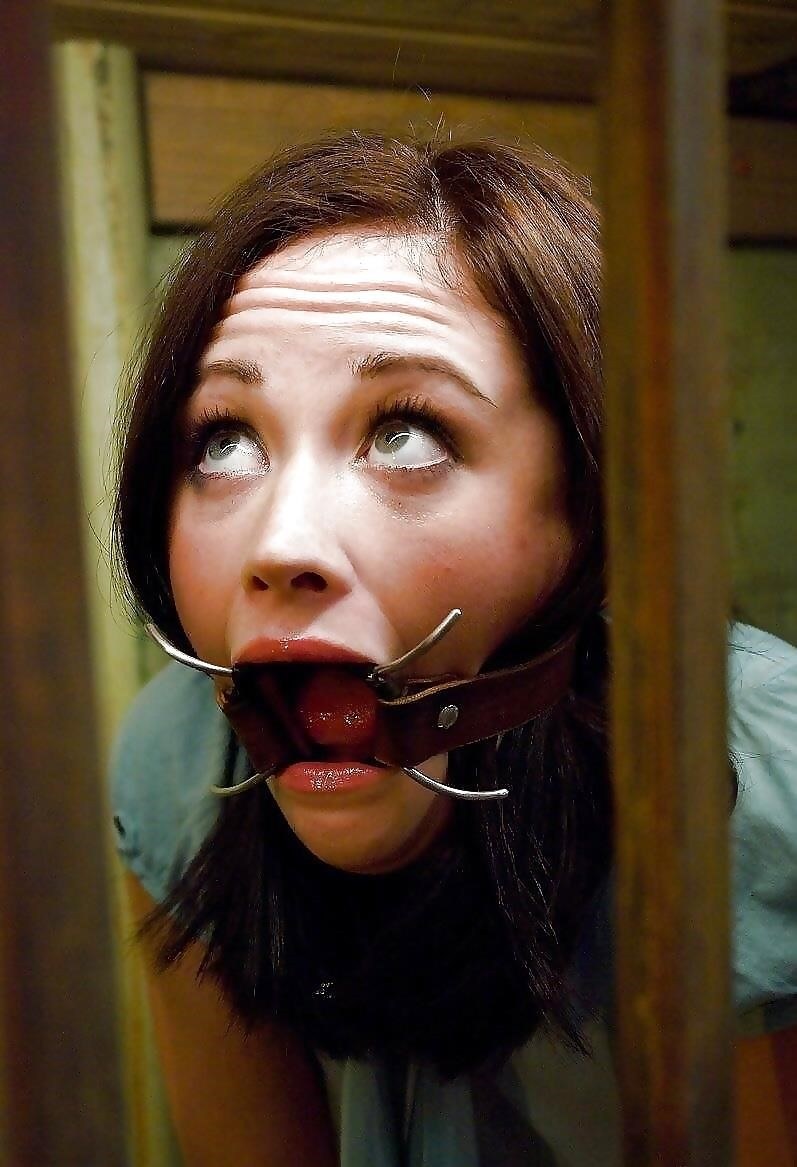 Naked connected girls with a gag