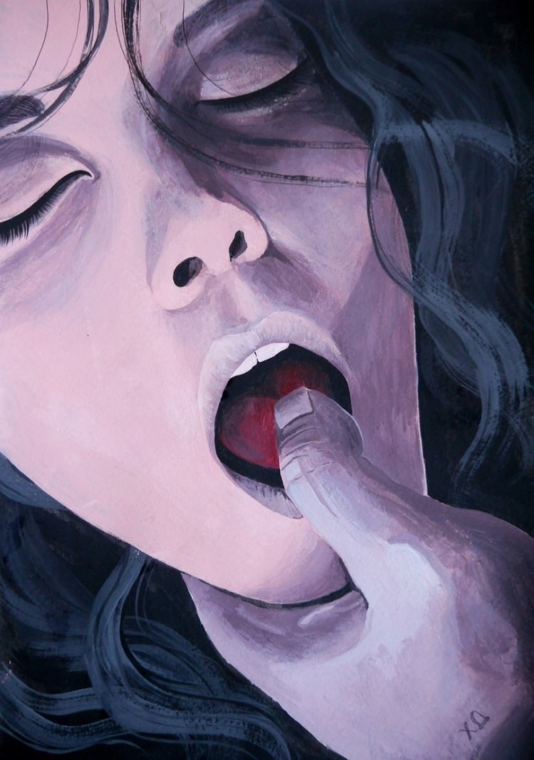 Girl with tongue pierced