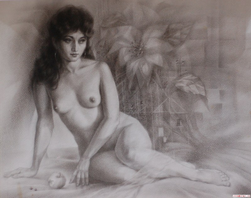 Drawings with a pencil of tineegers nude