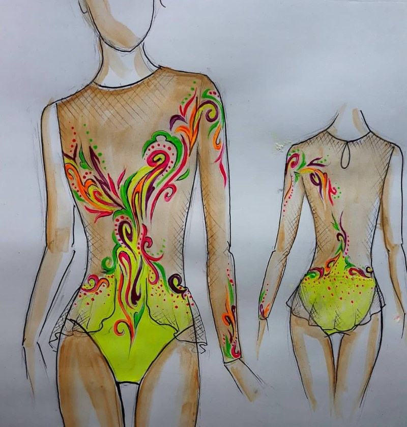 Sketch of a swimsuit for gymnastics