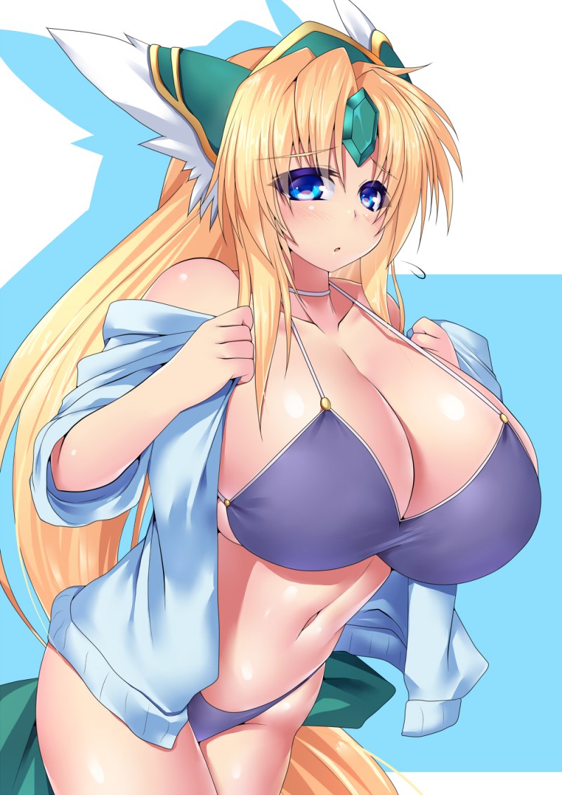 Anime girls with big breasts in swimsuits