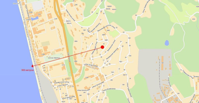 The territory of Sirius on the map of Sochi