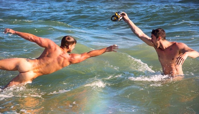 Naked beauties underwater