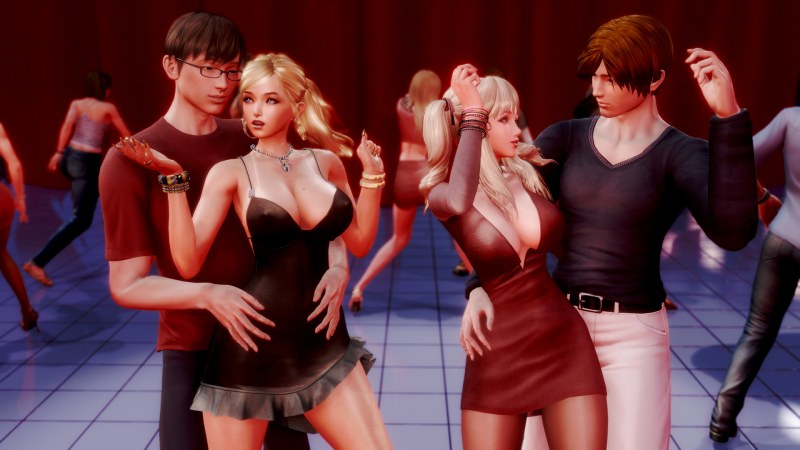 Dogging wife near the car