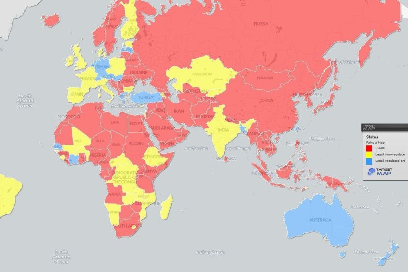 Prostitution by countries map