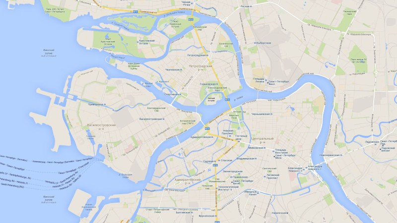 Neva River in St. Petersburg on the map