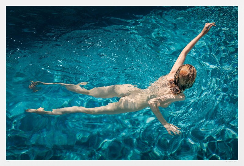 Swimming naked in the pool
