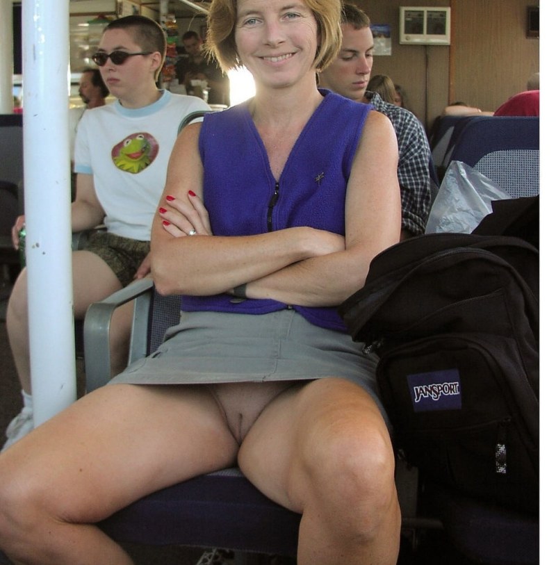 Adult women without panties in transport