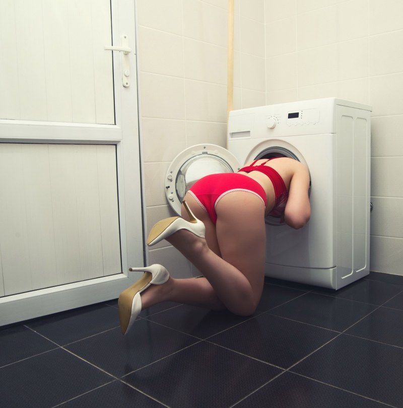 Minisuka in the underwear in the bathroom