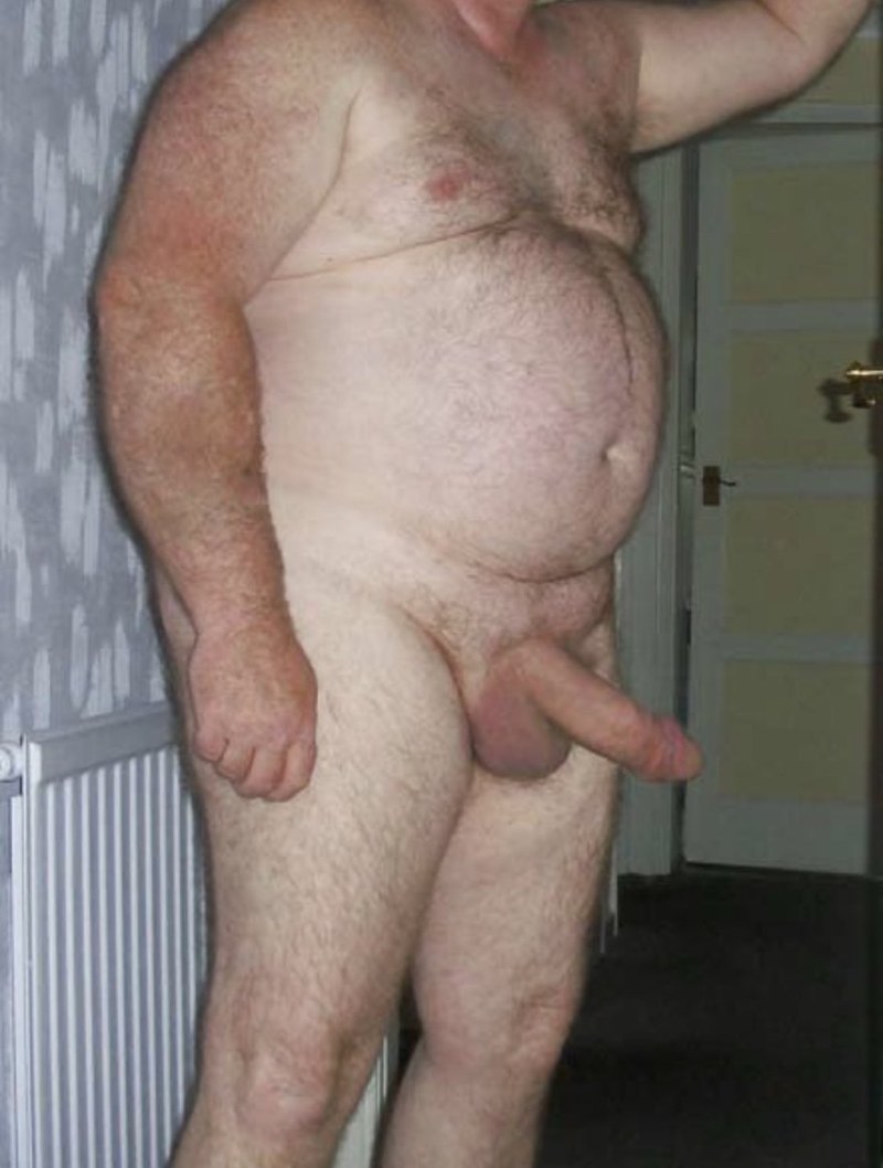 Naked old man with big