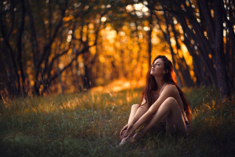 Woman forest photographer nude style