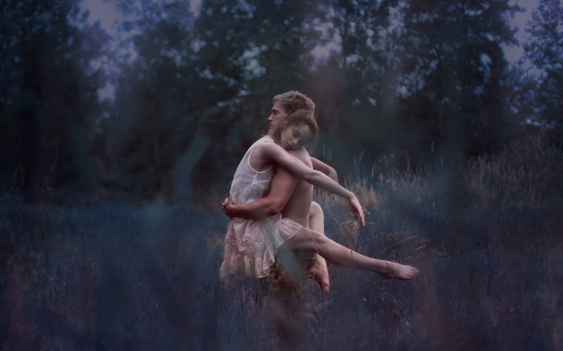 A guy with a girl in a fog