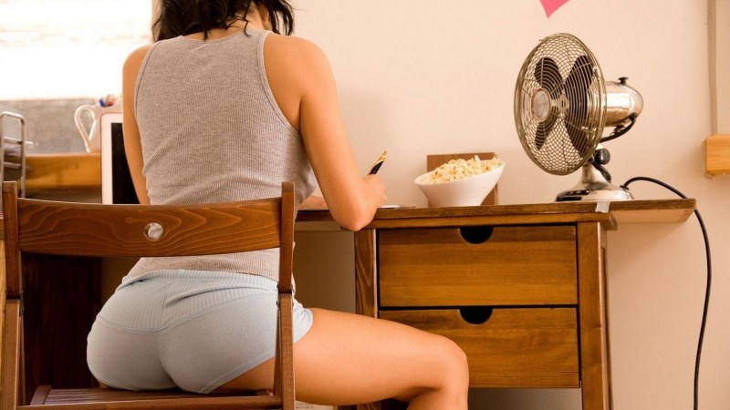 Girl at the table from the back