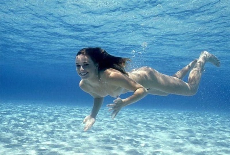 Under water without panties