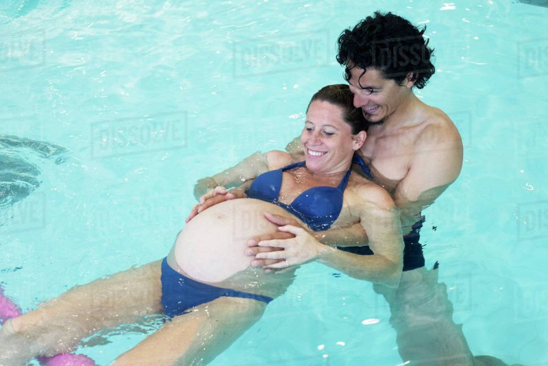 Pregnant woman in water