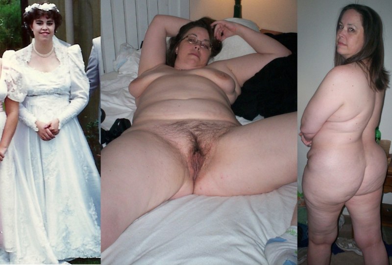 Old hairy women dressed and striped