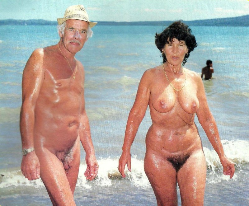 Elderly retro nudists