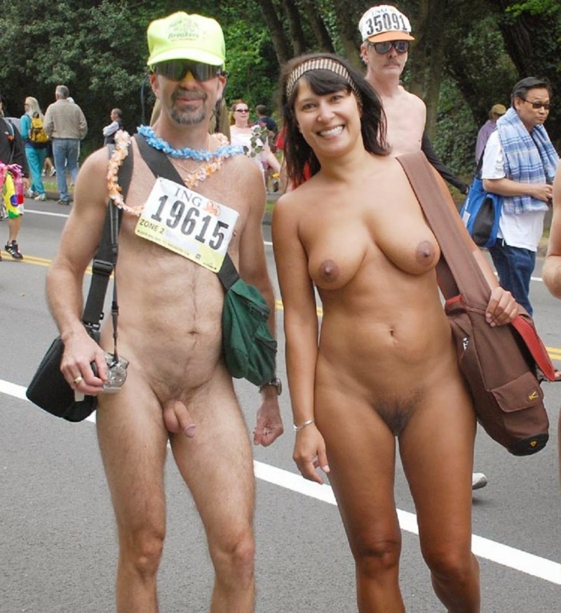 Parade of naked men and women